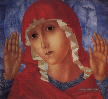 Jungfrau der Zärtlichkeit böse Herzen 1915 Kuzma Petrov Vodkin Ölgemälde